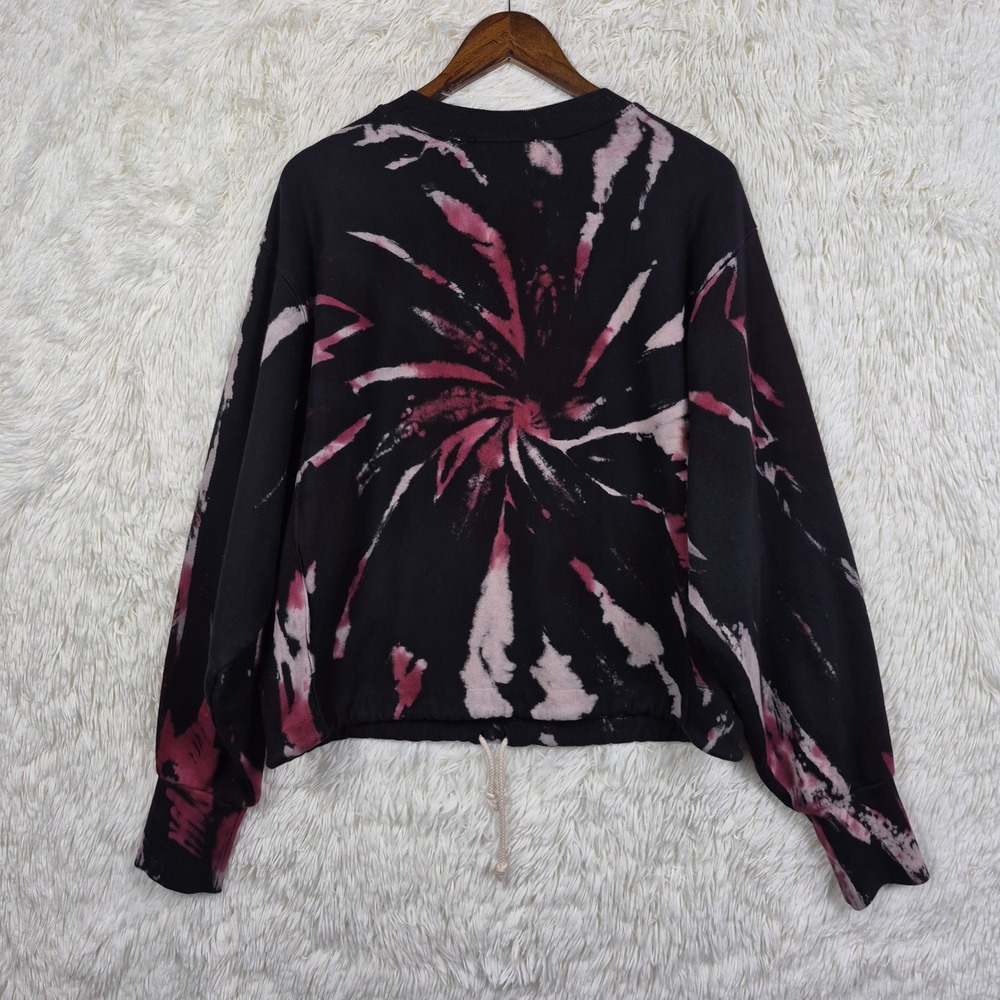 Emory Park Womens Tie Dye Cropped Sweatshirt Black Pink Medium‎ - Picture 4 of 9